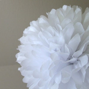 White tissue paper pom .. nursery decoration / baptism / wedding decor image 2