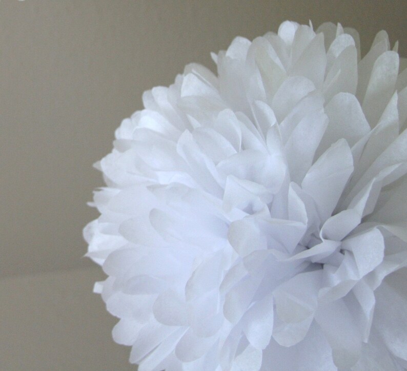 White tissue paper pom .. nursery decoration / baptism / wedding decor image 2