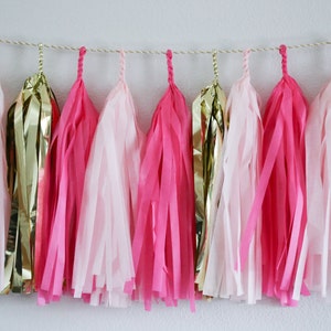 Pink & Gold tassel garland // wedding and party decoration