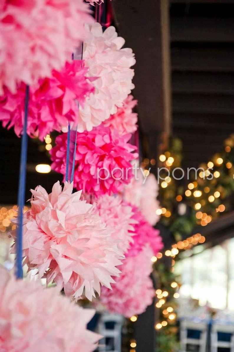 Peach Tissue Pom .. Birthday / Wedding Decoration image 2