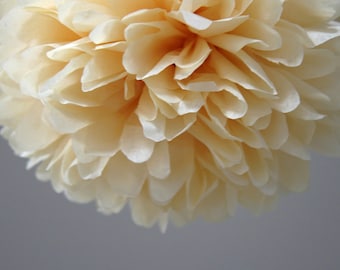 Butterscotch Tissue Paper Pom Poms- Wedding, Birthday, Nursery Decor, Party Decorations