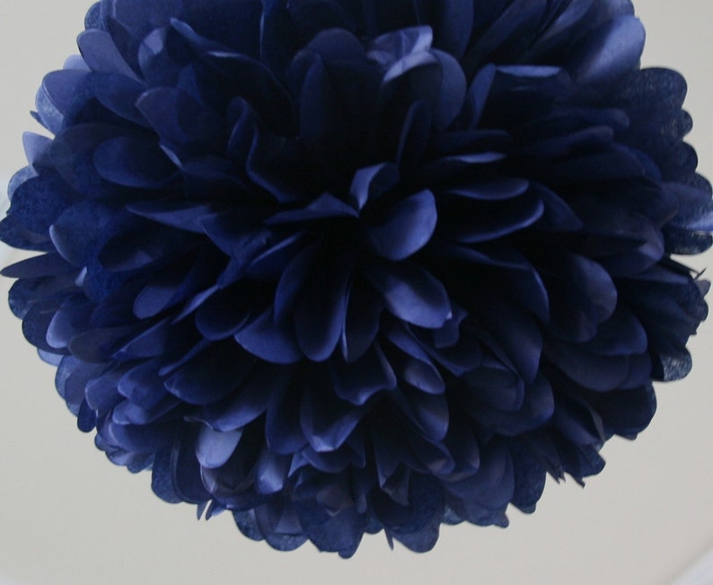 Navy Tissue Paper Pom Poms Wedding, Birthday, Bridal Shower, Party Decorations image 1