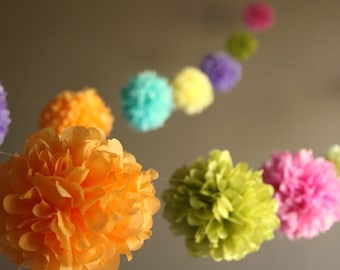 Couleurs personnalisées... Guirlande de pompons DIY / Décoration de chambre d'enfant / Sexe révélateur / Anniversaire / Décoration de fête