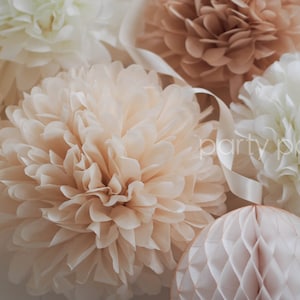 NEUTRALS tissue poms // wedding decoration // baby shower image 3