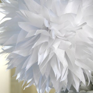 White tissue paper pom .. nursery decoration / baptism / wedding decor image 1