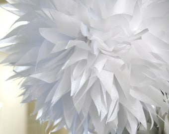 White tissue paper pom .. nursery decoration / baptism / wedding decor