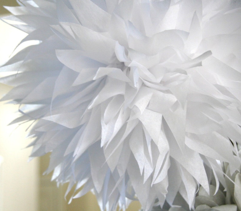 White tissue paper pom .. nursery decoration / baptism / wedding decor image 1