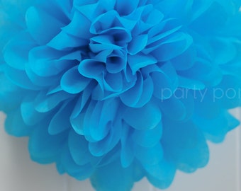 Turquoise .. tissue paper pom .. birthday decor / wedding decorations