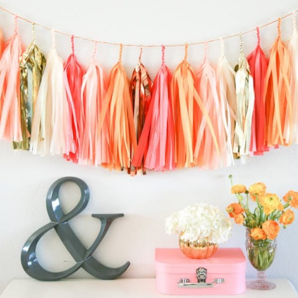 SUMMER SUNSET tissue tassel garland party decoration