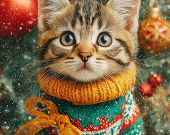 Aangepast huisdierportret voor de feestdagen van foto, seizoensgebonden huisdierkunstwerk, digitaal downloadcadeau, nieuwjaar 2026