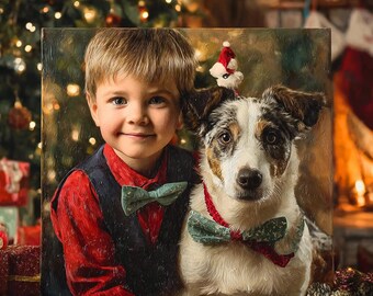 Aangepast familie- en huisdierportret van foto, gepersonaliseerd familiekunstwerk, digitale download