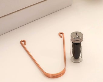 grattoir en cuivre et fil dentaire pour la mauvaise haleine | Kit de soins buccodentaires naturels | Routine dentaire sans plastique | Nettoyant haleine fraîche