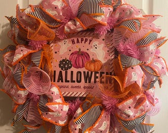 Pink Halloween Wreath