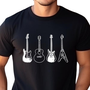 Iconic Guitars T-shirt, Guitar Shirt,  Gifts for Guitar Players, Guitarist Gifts, Music Band Tee, Music Tee