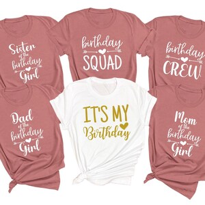Magliette personalizzate per gruppi di compleanno, magliette personalizzate per festeggiate, magliette coordinate per feste di compleanno, magliette con la scritta "Compleanno", regali di compleanno