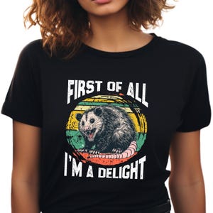 Allereerst I&#39;m A Delight Sarcastic Angry Opossum Lover Shirt, Funny Animal Lover T-shirt, uniek cadeau voor Opossum Lovers