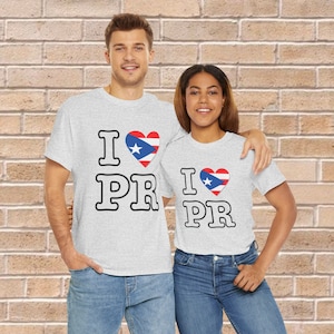 I Love Puerto Rico Unisex Heavy Cotton Tee Puerto Rico Pride Shirt, Vacation Gift, Summer Tee, Travel T-Shirt PR Heart Island Latina Latino