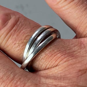 Silver Interlocking ring, multi-band, unisex ring Size 10