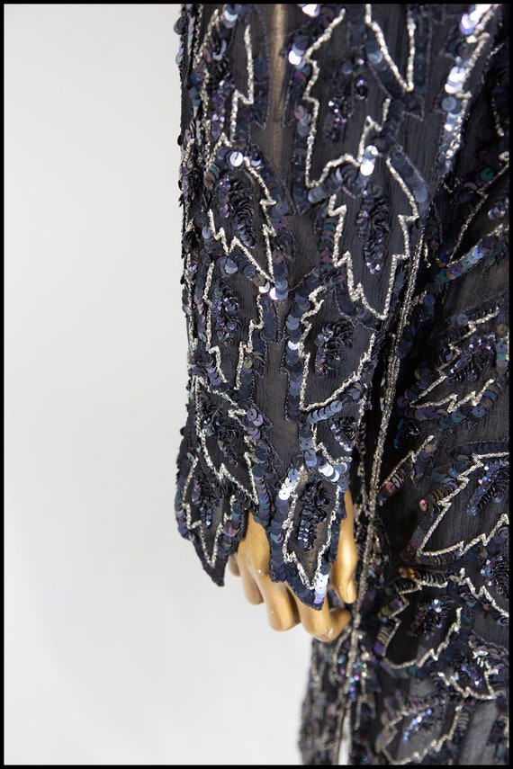 Vintage 1980s does 1920s Sequinned Silk Chiffon F… - image 5