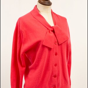 True Vintage Lambswool Pringle Bright Pink Bow Cardigan Size M Free Shipping Worldwide image 9