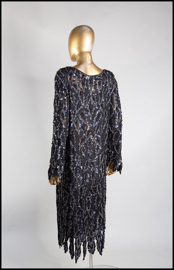 Vintage 1980s does 1920s Sequinned Silk Chiffon F… - image 6