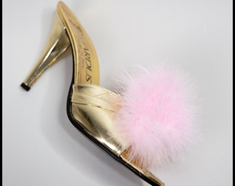 Shoe Clips Fluffy Feather Marabou Ivory Pink Blue White Clips by Alexandra King  - Vintage Inspired Old Hollywood - Free Shipping