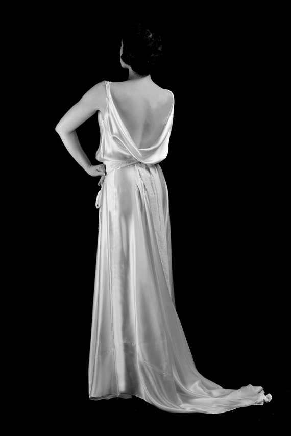 1930 Silk Satin Bias Cut Old Hollywood Wedding Dress Made Etsy