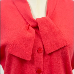 True Vintage Lambswool Pringle Bright Pink Bow Cardigan Size M Free Shipping Worldwide image 5