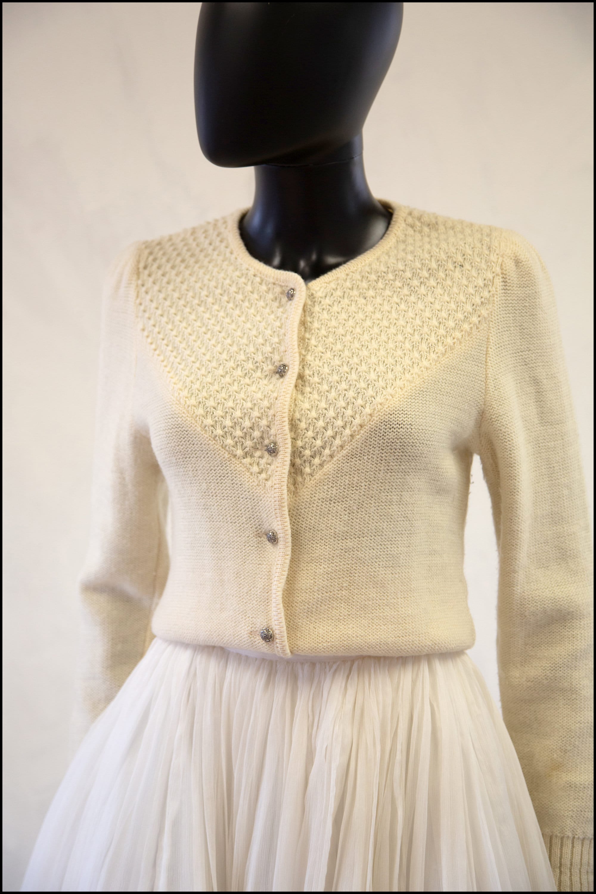 Cream knitted jacket hot sale