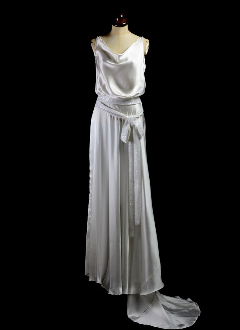 1930 Silk Satin Bias Cut Old Hollywood Wedding Dress Made | Etsy