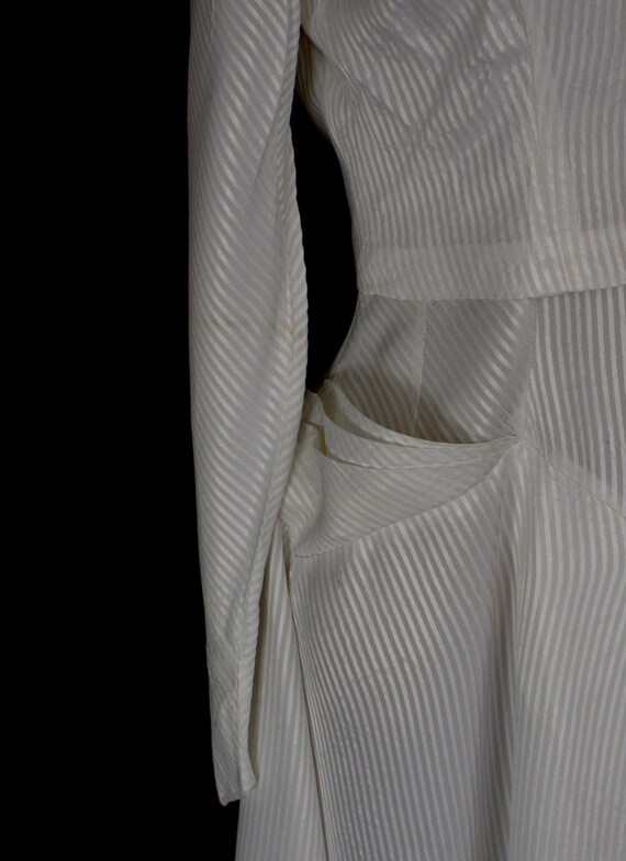 Original vintage 1950s white stripe satin wedding… - image 9