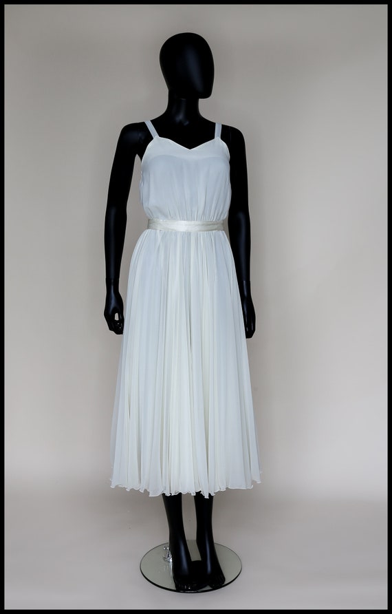 Vintage 1970s Ivory Chiffon Maxi Wedding Dress