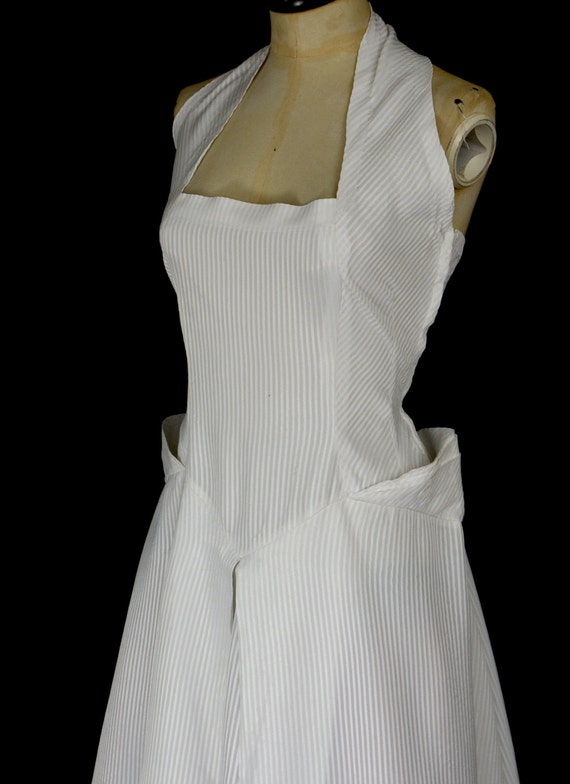 Original vintage 1950s white stripe satin wedding… - image 8