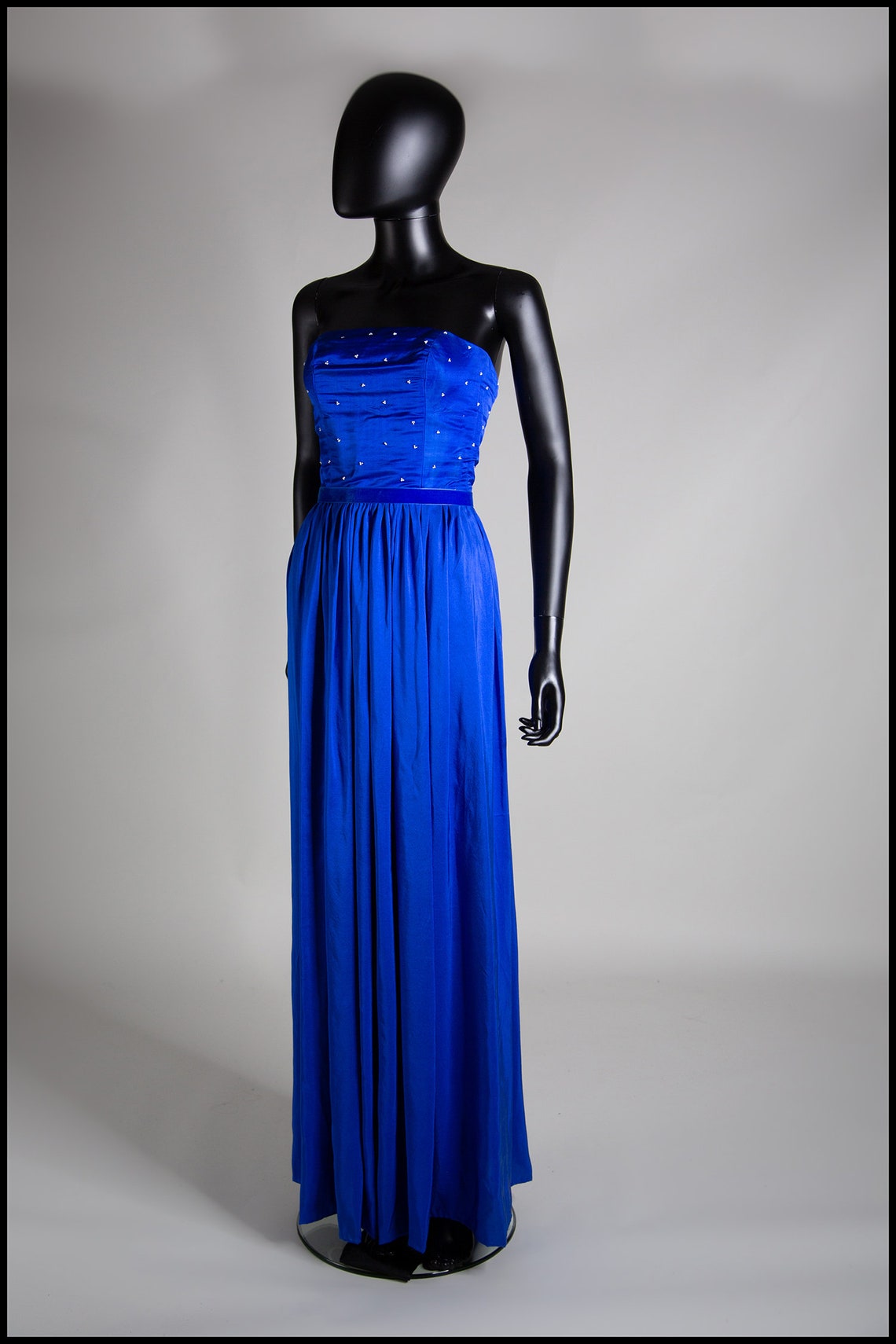 Cobalt Blue Silk Strapless Maxi Dress Gown By Alexandra King | Etsy