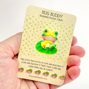 Abraço de bolso Frog Buddy, bolsa de presente de organza grátis incluída