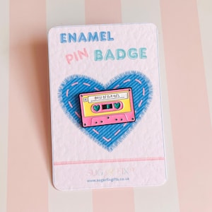 Épingle à cassette vintage, broche à cassette, pochette cadeau en organza gratuite incluse