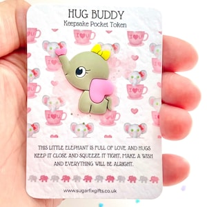 Abrazo de bolsillo con forma de elefante: bolsa de regalo de organza incluida