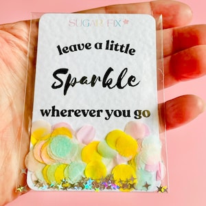 Carte confettis Laissez un peu d'éclat où que vous alliez, câlin de poche positif et motivant