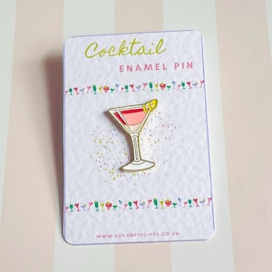 Spilla da cocktail rosa, spilla da cocktail Cosmopolitan, sacchetto regalo in organza incluso