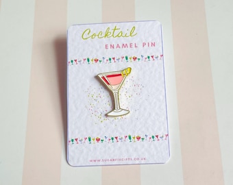 Pink Spritz Cocktail Pin, Cosmopolitan Cocktail Brooch,  Free Organza Gift Bag Included