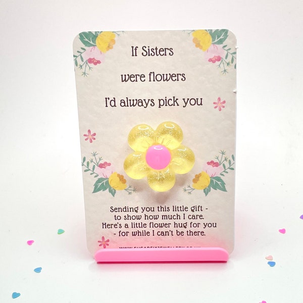 For You Sister “When I Can’t Be There” Pocket Hug Gift  - Sending A Hug - Flower - Token Gift - Hug in a Box - Gift Bag included