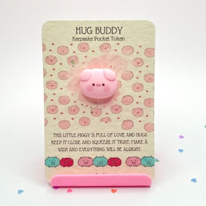 Piggy Wish Pocket Buddy - Invio un abbraccio - Maialino rosa - Regalo simbolico - Abbraccio in una scatola - Ansia - Pensando a te - Biglietto sentimentale - Borsa regalo inclusa