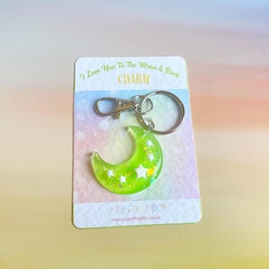 Portachiavi/ciondolo per borsa "To The Moon and Back Little Hug", portachiavi con luna, sacchetto regalo in organza incluso.
