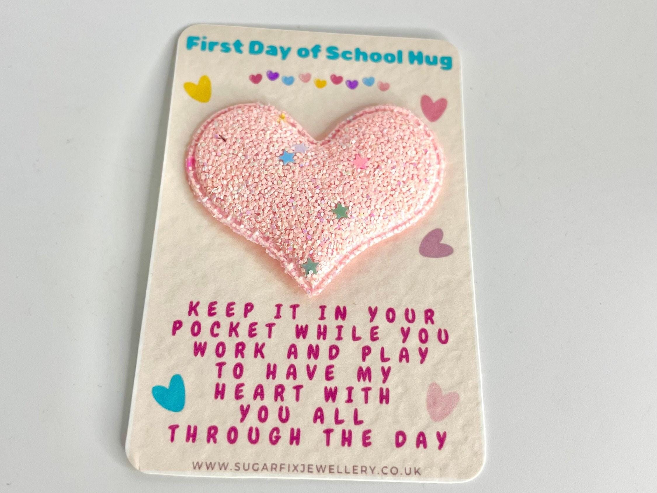 First Day of School Pocket Hug Heart, Free Gift Bag Included