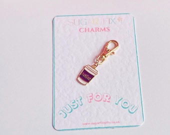Enamel Coffee Bean Purse Charm: Gold Clasp, Coffee Lover Gift