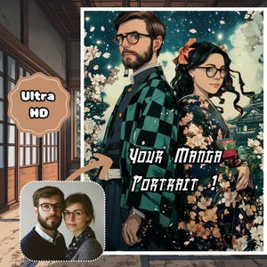 Custom portrait for couple, Custom anime couple, Anime couple photo, Custom couple portrait, Carton Portrait from Photo, Demon salyer, Dbz .