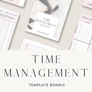 Time Management Printable Template Bundle | 7 Day Time Diary | Priority Matrix | Pomodoro Tracker | Productivity Tools | Elegant Minimalist