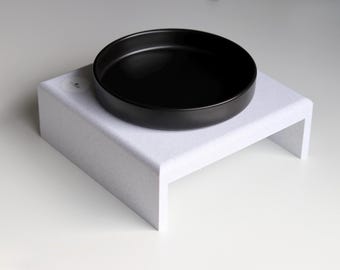 Exclusive: Set of straight bowl riser & black B-grade bowl "Comfort", ergonomic set, riser to prevent vomiting, arthritis, CAT LOURI