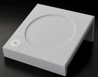 B-kwaliteit artikel: Schuine voerbakverhoger, marmergraniet, voerbakverhoger voor katten, voerstation voor katten, kattenbak, verhoogde voerplek, 3D-geprint