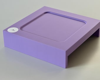 Pop of Color: Set Square Bowl Riser (Straight) & Black Bowl "Clear Edge" (4 cm high), Ultra-flat to prevent whisker stress, CAT LOURI
